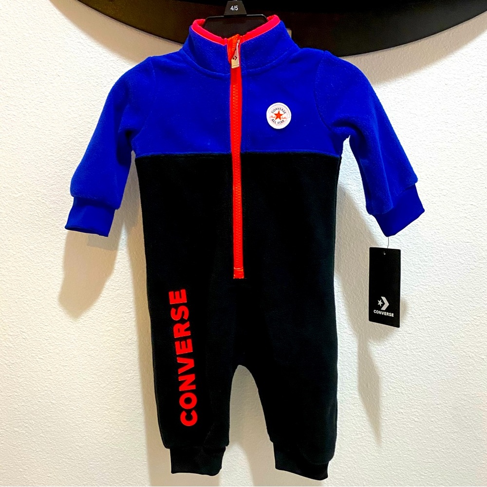 Converse Baby Black-Blue-Red Micro Fleece One Piece Zip Up - 6 Months